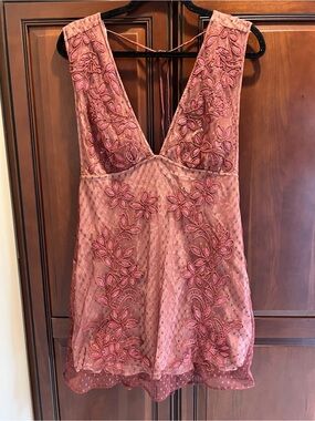 FREE PEOPLE Sundown Mini Dress in Black Ruby Combo - M